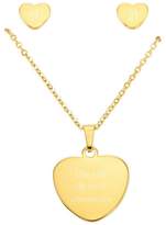 Thumbnail for your product : MeMeDIY Tone Stainless Steel Pendant Necklace & Earrings Heart Set 18" Chain ,come with Chain - Customized Engraving