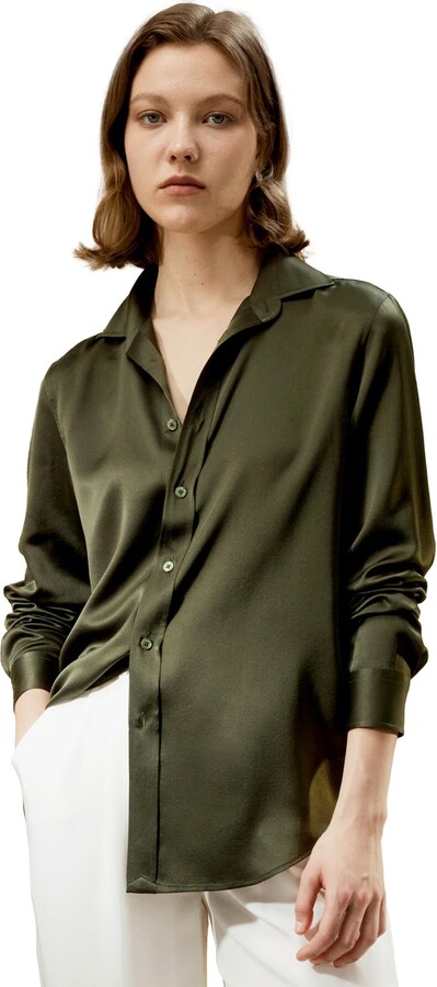LilySilk Womens Pure Silk Shirt Ladies 22MM Undyed Natural Silk