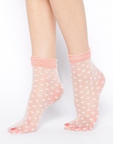 Thumbnail for your product : ASOS Socks With Sheer Heart Design