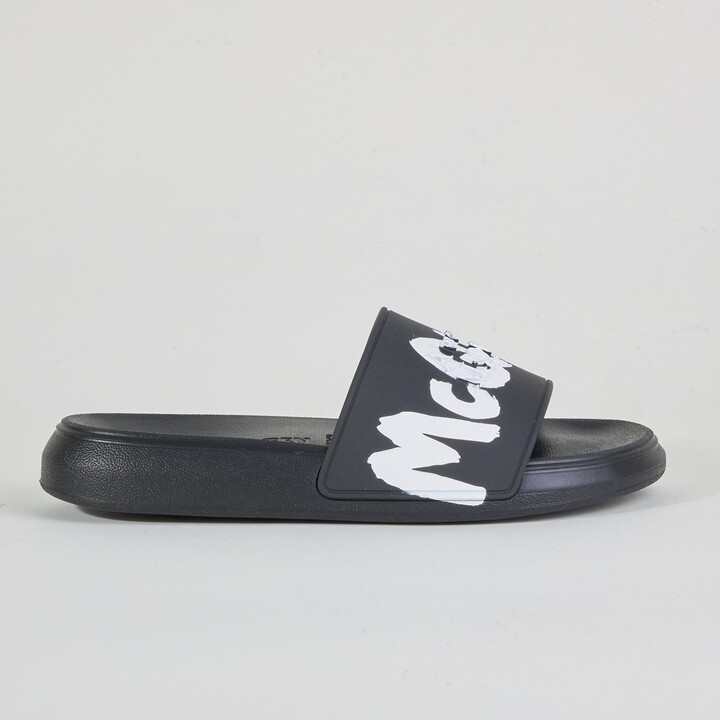 Alexander McQueen Slides With Logo Women's Black - ShopStyle