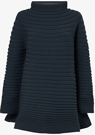 Pleats Please Issey Miyake Womens Dark Green Bounce High-Neck Knitted Top 1Size