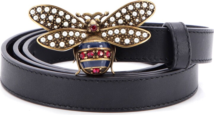 GUCCI Queen Margaret Bee Belt Leather Thin