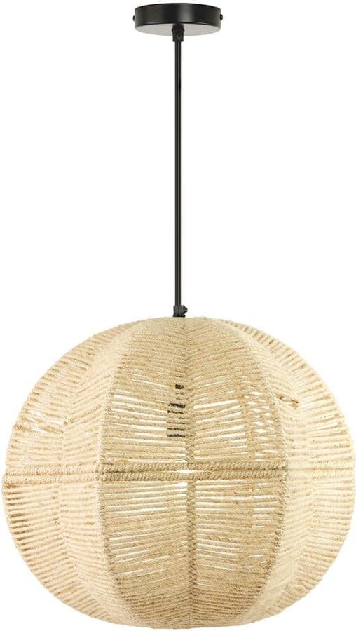 River of Goods 40-Watt 1-Light Ivory Shaded Pendant Light with Jute Shade