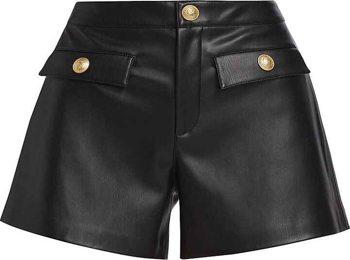 L'Agence Women's Dionne Faux-Leather Shorts - Black - Size 0