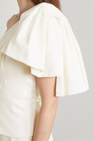 Thumbnail for your product : Roland Mouret Toulon One-shoulder Bow-detailed Gathered Crepe Top - White