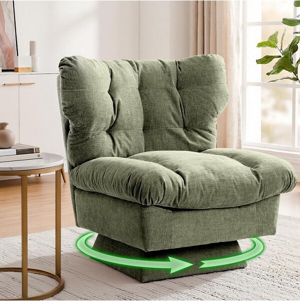 SunnyFurn ModernSwivelAccentChair360°LoungeChairThickCushionCozyUpholsteredforBedroomApartmentOffice