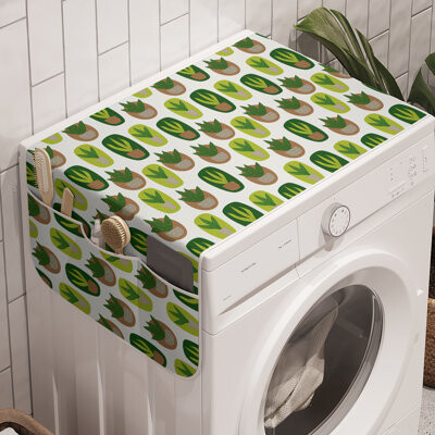 East Urban Home Botanical Washing Machine Organizer Pack of 2 47" x 18.5" Apple Green Dark Khaki