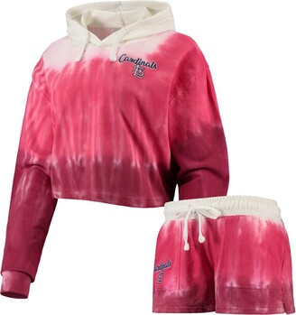 Foco Women's Red St. Louis Cardinals Dip-Dye Hoodie T-shirt and Pants Sleep Set