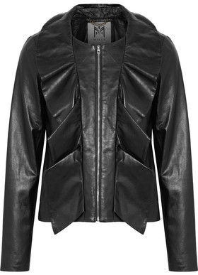 Milly Cascade Ruffled Leather Jacket