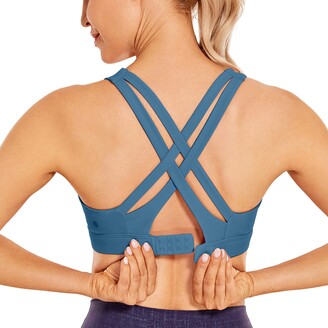 CRZ YOGA Women's Sexy Strappy Sports Bras Hook-and-Eye Closure