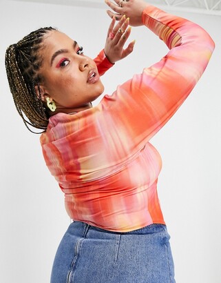 ASOS Curve ASOS DESIGN Curve cropped shrug top in blurred marble print -  ShopStyle