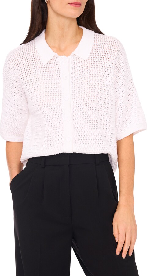 Halogen Cotton Short Sleeve Cardigan