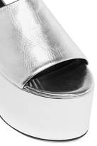 Thumbnail for your product : Simon Miller Blackout Metallic Textured-leather Platform Sandals - Silver