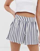 Thumbnail for your product : ASOS DESIGN Petite culotte shorts in white and navy stripe print