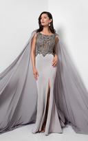 Thumbnail for your product : Terani Couture Embellished Bateau Chiffon Gown with Cape 1713M3470