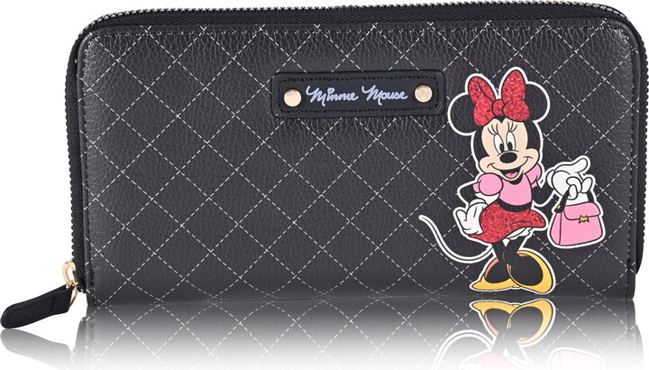 Disney Minnie Mouse Zip-Around Wallet for Women, Black