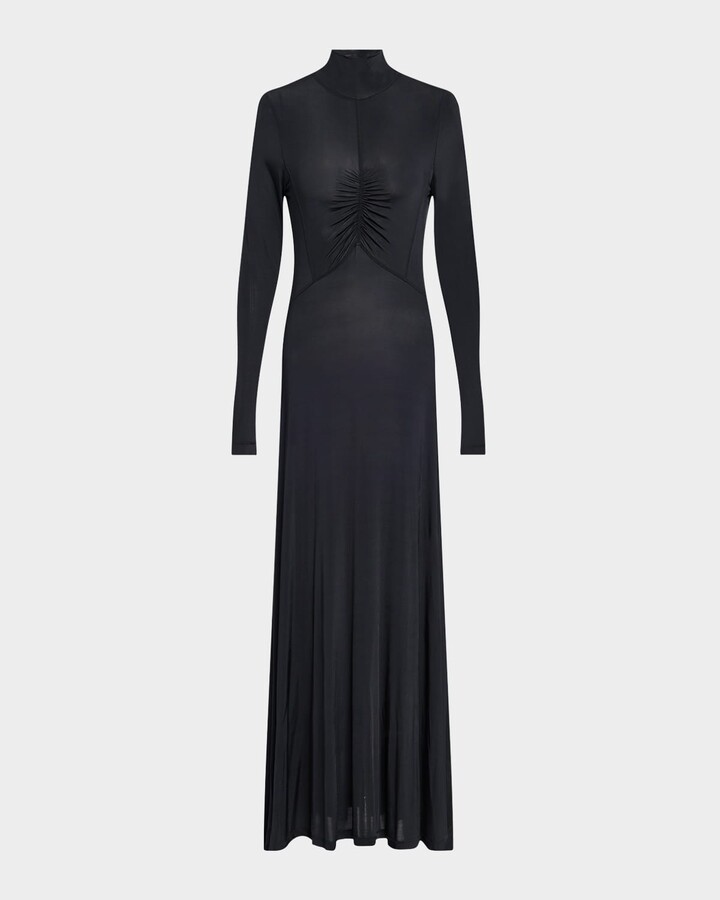 Ulla Johnson Koa Ruched Jersey Turtleneck Maxi Dress