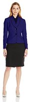 Thumbnail for your product : Le Suit Women's 2 Button Trimmed Collar Jacket Skirt and Scarf Set
