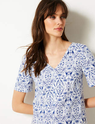 Marks and Spencer Linen Rich Printed Shift Dress