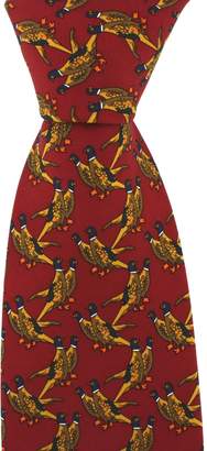 Soprano Men's Country Themed Country Silk Tie with Pair of Pheasants