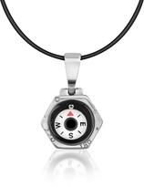Thumbnail for your product : Forzieri Stainless Steel Compass Pendant w/Rubber Necklace