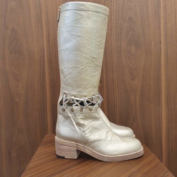 chanel boots gold
