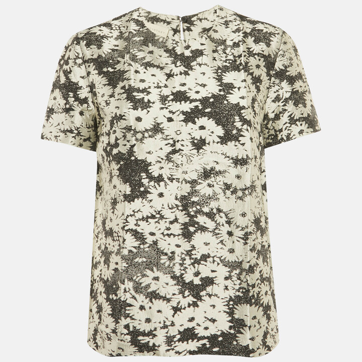 Stella McCartney Monochrome Floral Jacquard Blouse M
