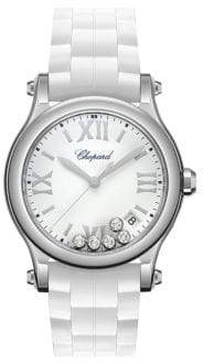 Chopard Happy Sport Diamond, Stainless Steel & Rubber Strap Watch