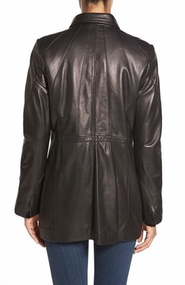 Ellen Tracy Women's Zip Front Leather Coat