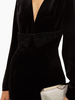Raquel Diniz Lisa Glitter-embellished Silk-velvet Jumpsuit - Black Silver