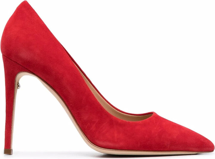 red peep toe pumps