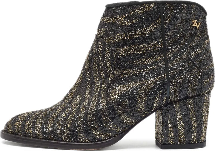 Zadig & Voltaire Glitter-Embellished Block-Heel Ankle Boots