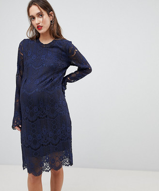 Mama Licious Mama.Licious Mamalicious premium lace midi dress in navy