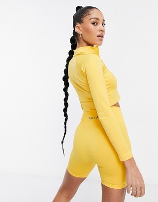 Tala Aster long sleeve crop top in yellow Exclusive to ASOS