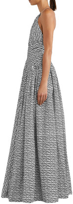 Alaia Open-back Flocked Wool-blend Gown