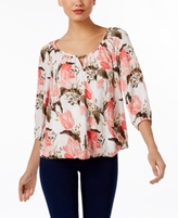 Thumbnail for your product : INC International Concepts Petite Floral-Print Surplice Peasant Top, Created for Macy's