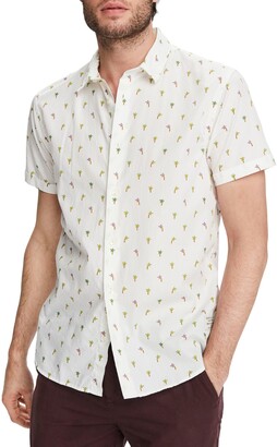 Scotch & Soda Mens All-Over Printed Cotton Voile Shirt