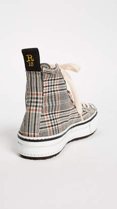 R 13 Plaid Twill High Top Sneakers