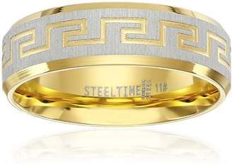 Men's Stainless Steel 18 K Gold Plated with Greek Key Design Ring