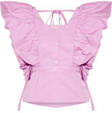 Thumbnail for your product : Rosie Assoulin That's A Blow Pop Ruffled Taffeta Top - Lavender