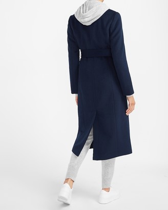 Express Wool-Blend Belted Shawl Collar Wrap Coat