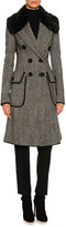 Thumbnail for your product : Dolce & Gabbana Double-Breasted Tweed Fur-Collar Coat, Gray