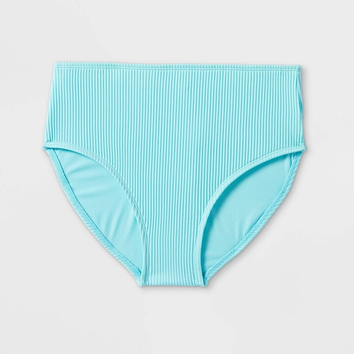 Girls' Ribbed High-Waist Bikini Swim Bottom - art class™ Turquoise Blue M  Plus - ShopStyle