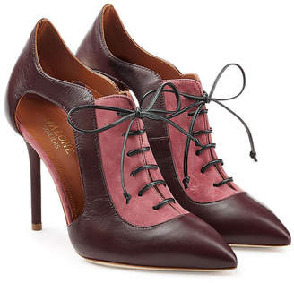 Malone Souliers Suede and Leather Lace-Up Pumps with Cut-Outs