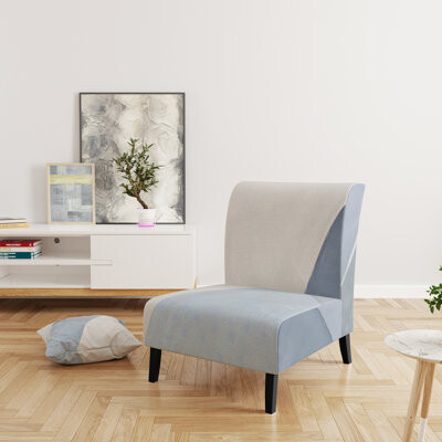 East Urban Home Purple Geometric Bridge II - Mid-Century Upholstered Slipper Chair