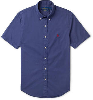 Polo Ralph Lauren Slim-fit Garment-dyed Button-down Collar Cotton-twill Shirt - Navy
