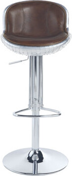 17 Stories Brancaster Adjustable Bar Stool in Vintage Brown and Aluminum