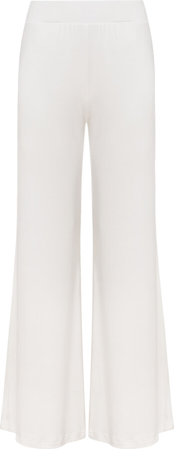 Mandragora Neutrals / White Ecru Knit Pants With A Straight Leg And High Waist Made Of Viscose – Ivy