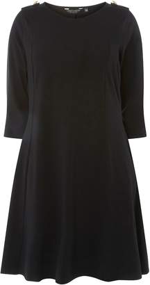 Dorothy Perkins Womens **Dp Curve Black Button Shoulder Fit And Flare Dress