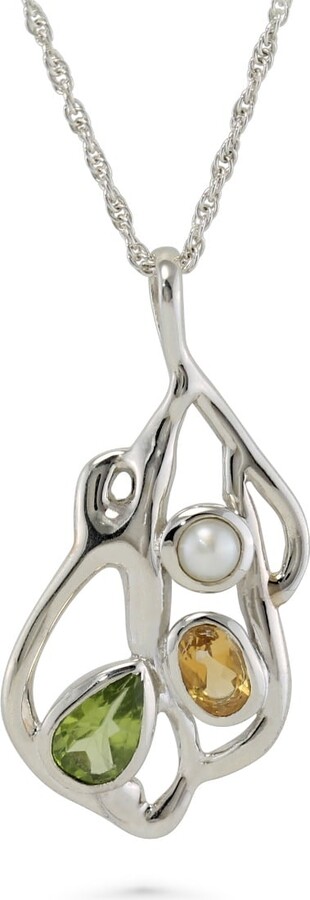 Isla Silver Green / Silver Peridot Citrine & Pearl Silver Pendant